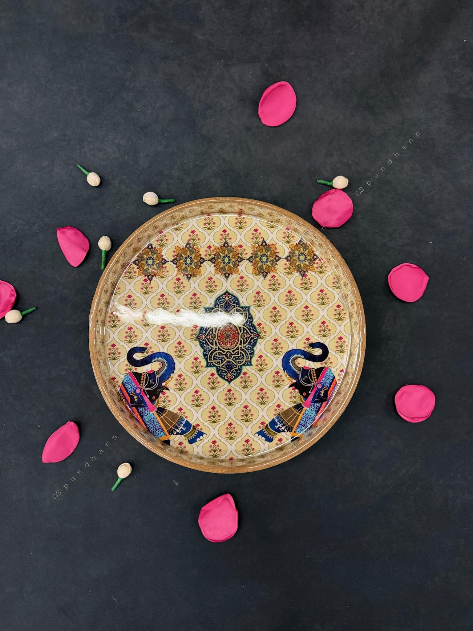Royal Elephant Design Decorative Tray Set of 2