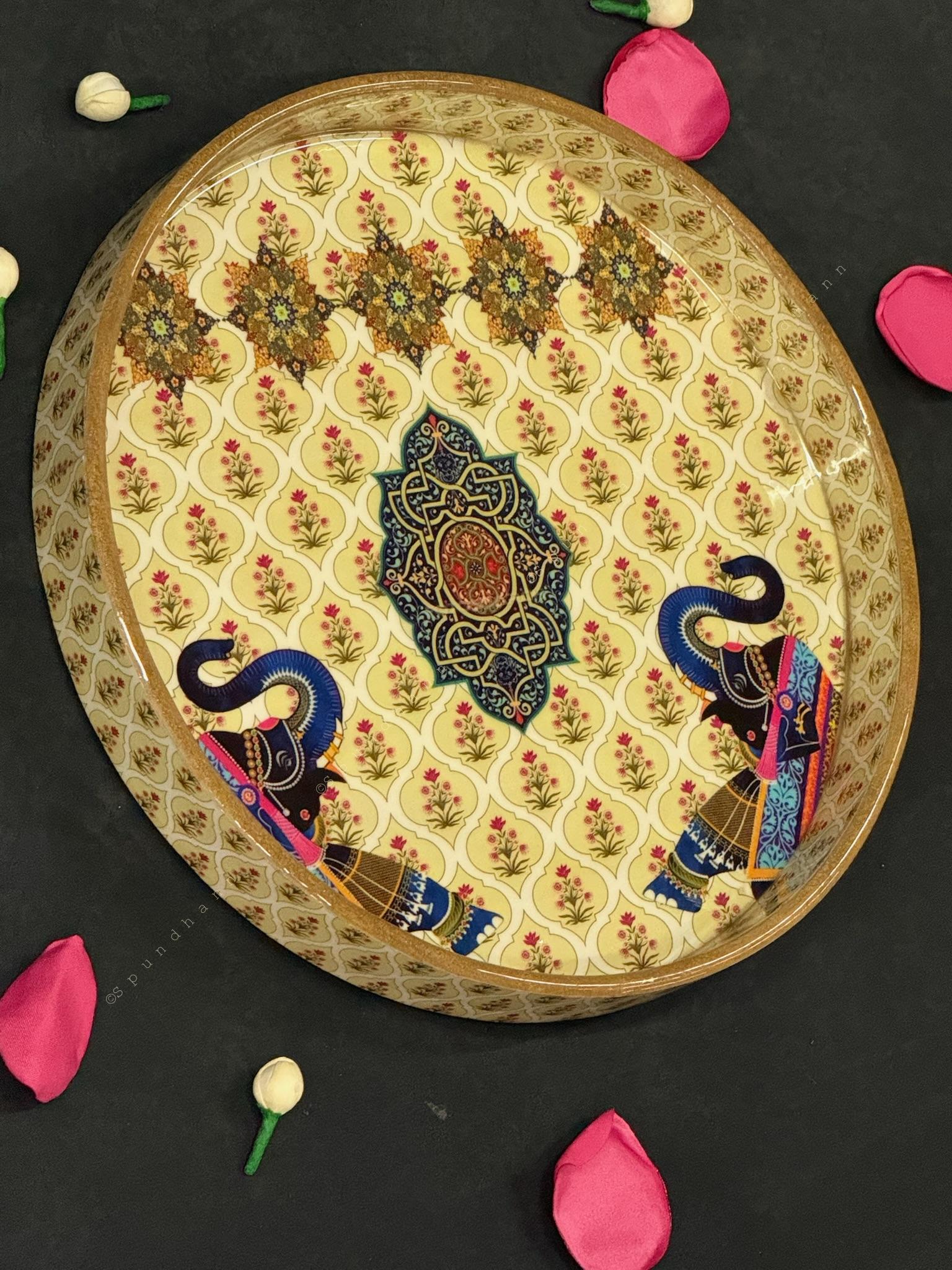 Royal Elephant Design Decorative Tray Set of 2