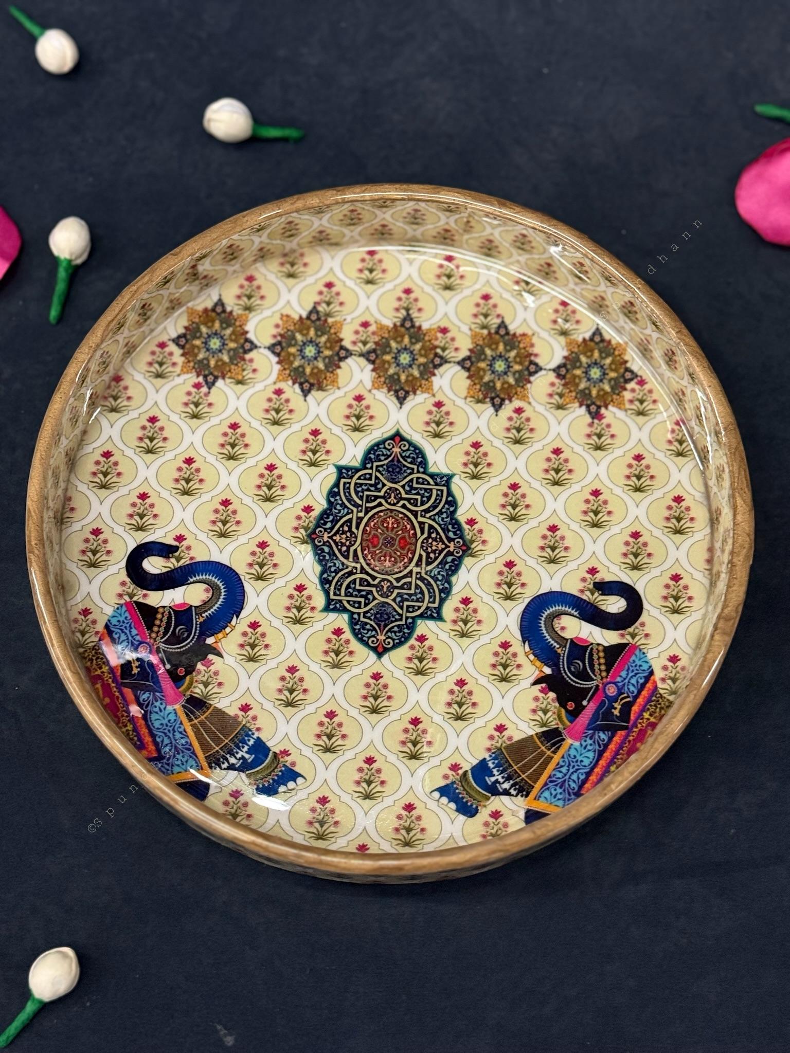 Royal Elephant Design Decorative Tray Set of 2