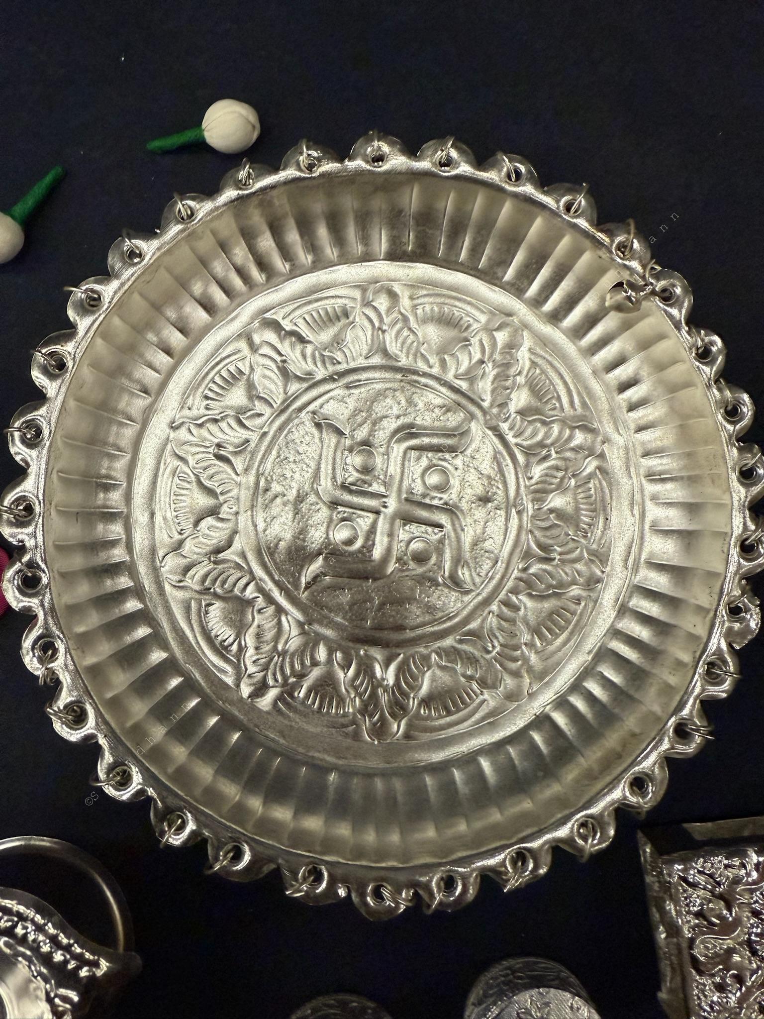 German Silver Pooja Thali Set