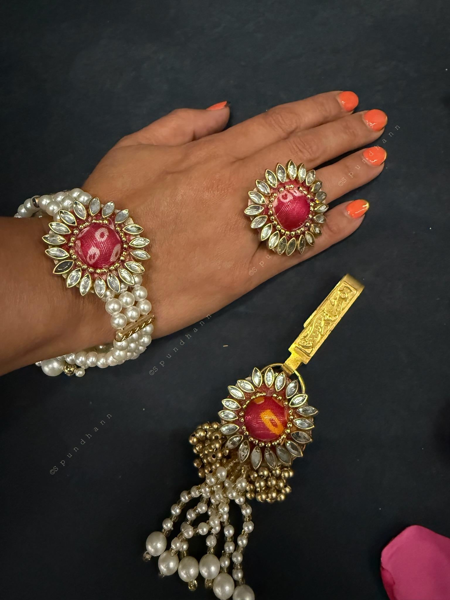 Studded Bracelet, Waist Latkan, and Finger Ring Set