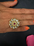 Crystal-Studded Round Finger Ring