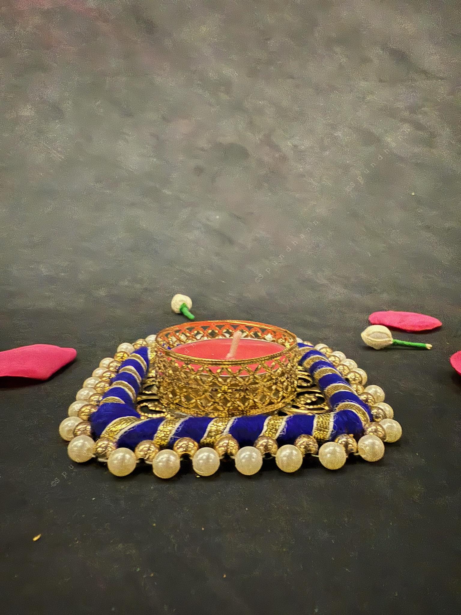 Square Tealight Holder with Pearls