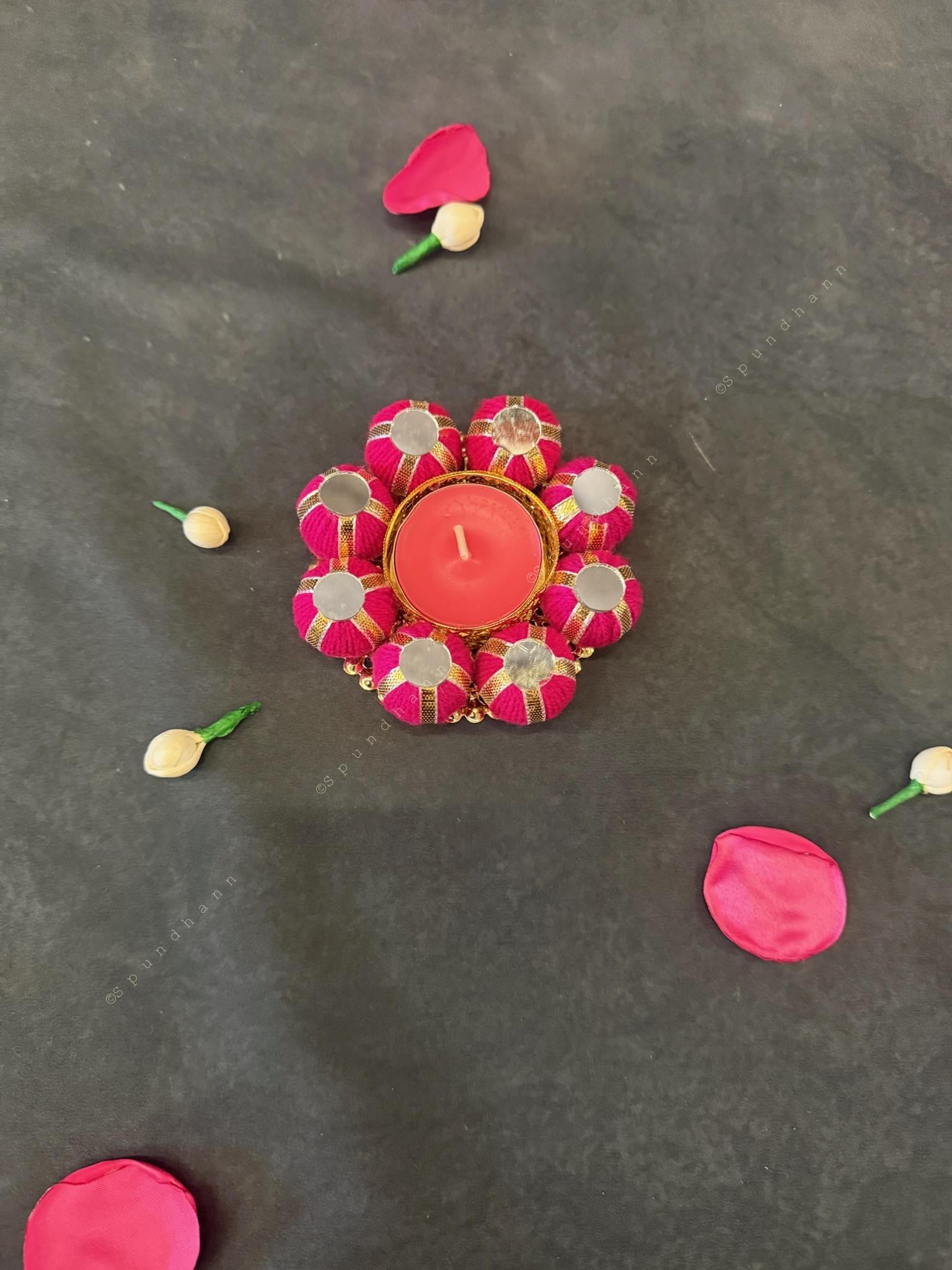 Mirror and Beaded Ball Tealight Holder