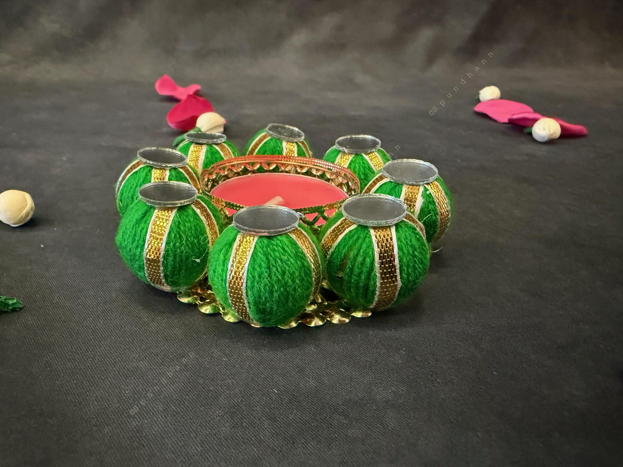 Mirror and Beaded Ball Tealight Holder