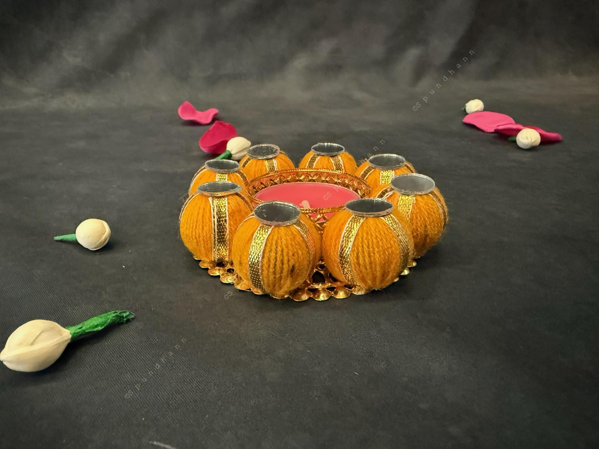 Mirror and Beaded Ball Tealight Holder
