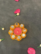 Mirror and Beaded Ball Tealight Holder