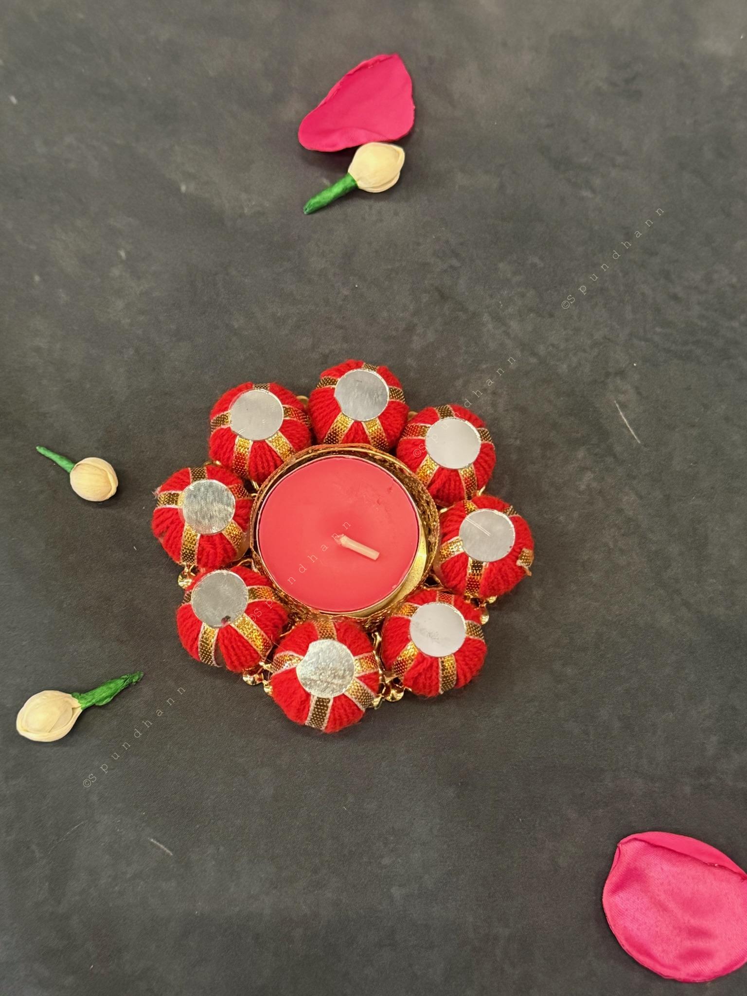 Mirror and Beaded Ball Tealight Holder