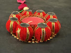Mirror and Beaded Ball Tealight Holder