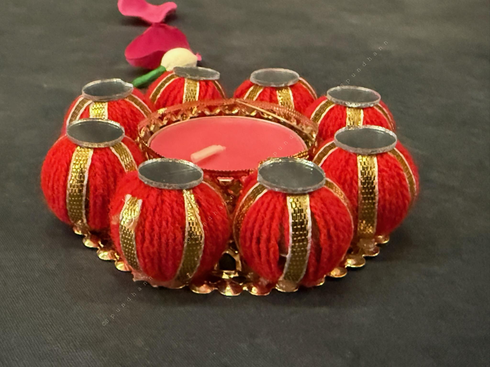Mirror and Beaded Ball Tealight Holder
