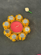 Mirror and Beaded Ball Tealight Holder