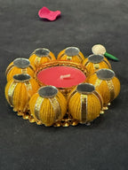 Mirror and Beaded Ball Tealight Holder