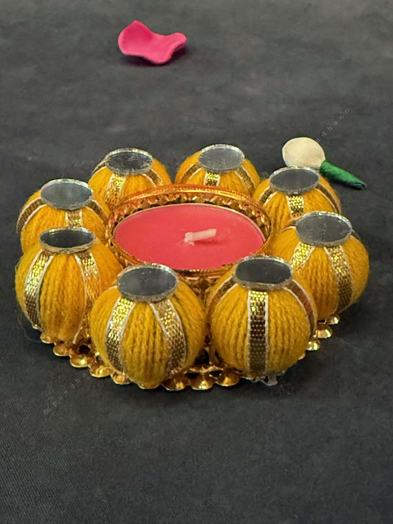 Mirror and Beaded Ball Tealight Holder