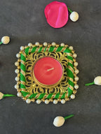 Square Tealight Holder with Pearls