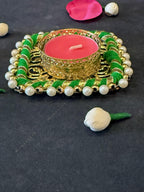 Square Tealight Holder with Pearls
