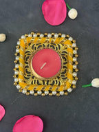 Square Tealight Holder with Pearls