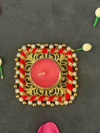 Square Tealight Holder with Pearls