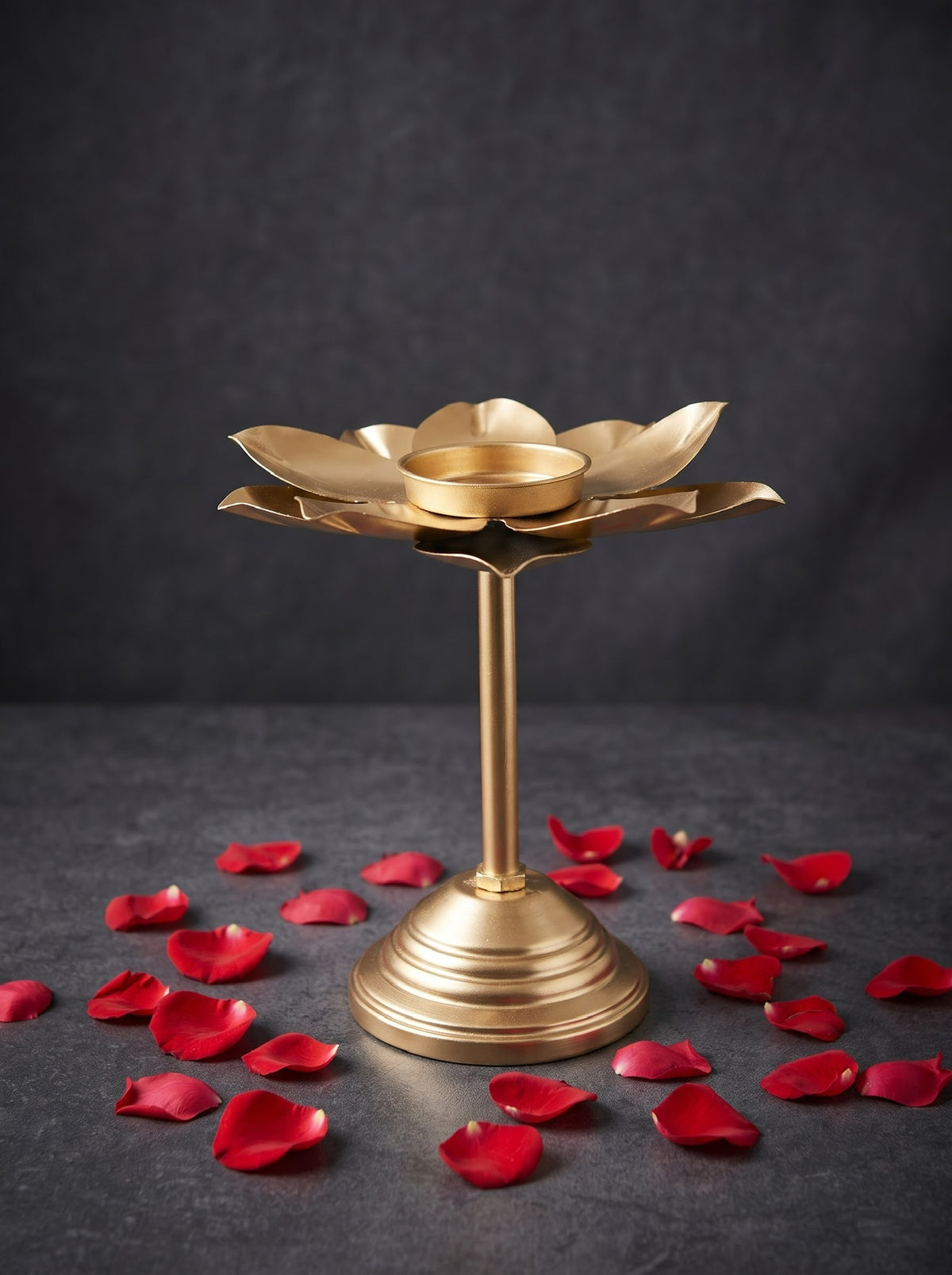 Tall Rounded Lotus Standing Tea Light Holder - Single
