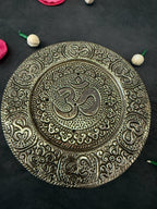 Om pattern Silver Agarbatti Holder round