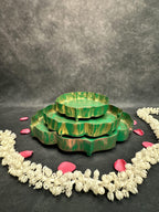 Green Metal Lotus Plates
