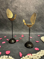 Black Stand Large Peacock Tea Light Holder - Single Piece (Two sizes)
