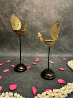 Black Stand Large Peacock Tea Light Holder - Single Piece (Two sizes)