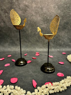 Black Stand Large Peacock Tea Light Holder - Single Piece (Two sizes)
