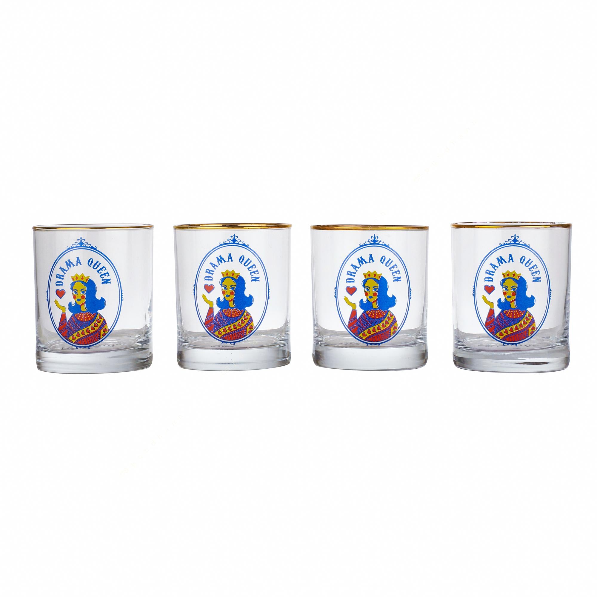 Drama queen drink (Whskey) glass set of 4