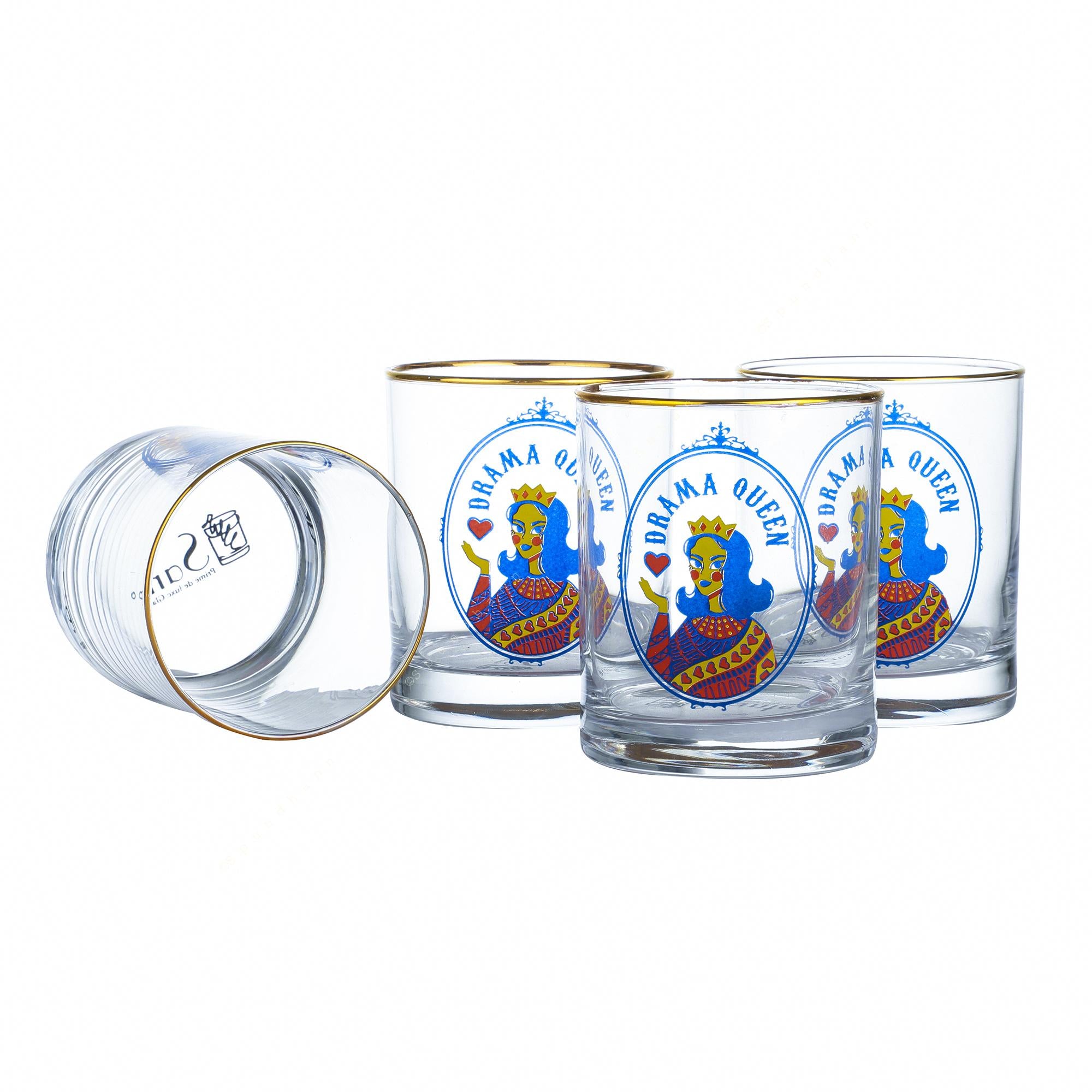 Drama queen drink (Whskey) glass set of 4