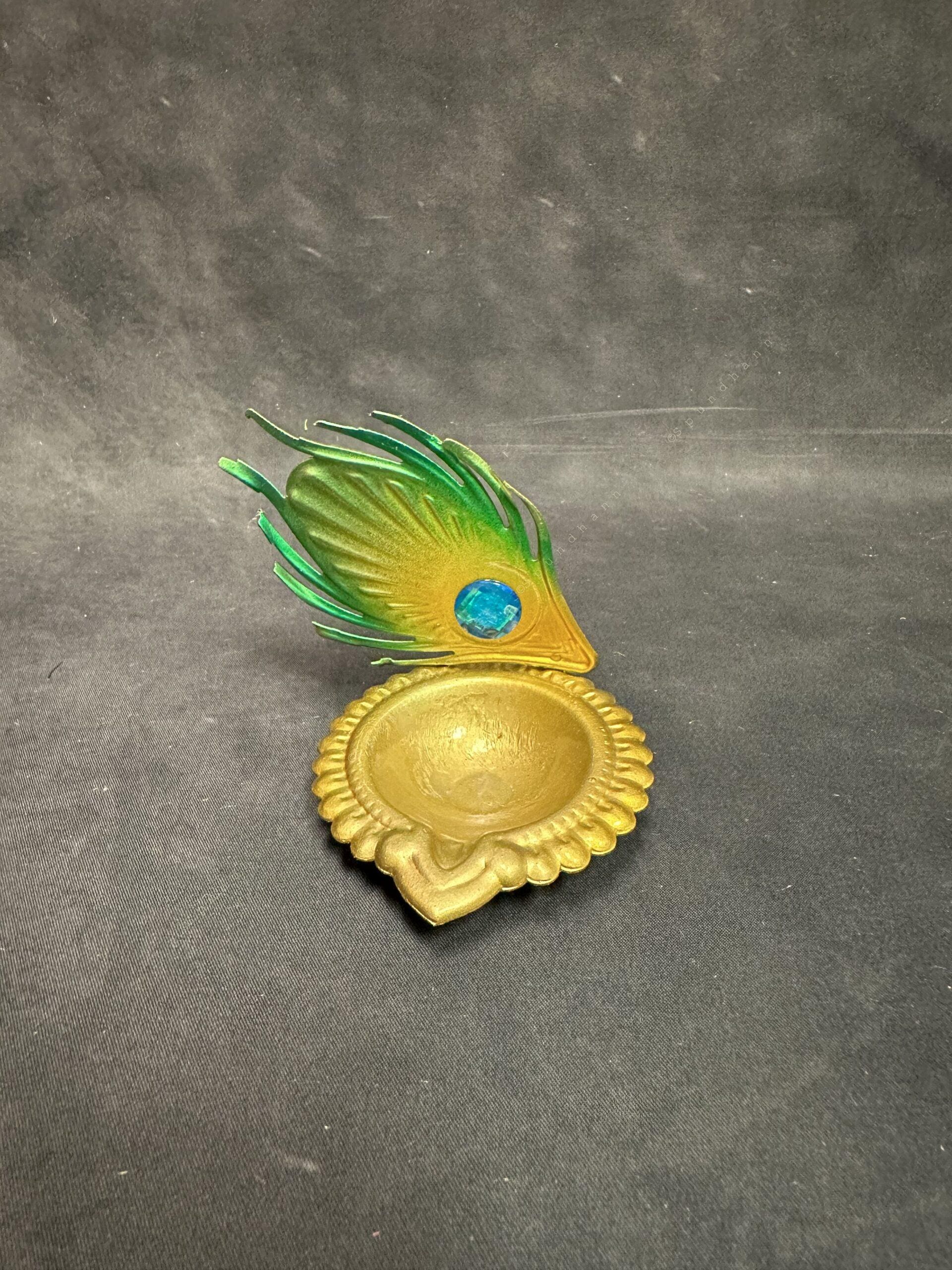 Peacock Feather Diya Tea Light