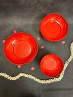 Red Cutwork Urli with Stand