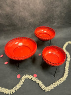 Red Cutwork Urli with Stand