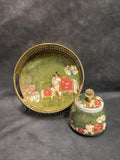 Circular Meenakari Tray and Canister With Pichwai Art (Set of 2)