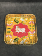 Square Meenakari Tray With Pichwai Art (8 inch)