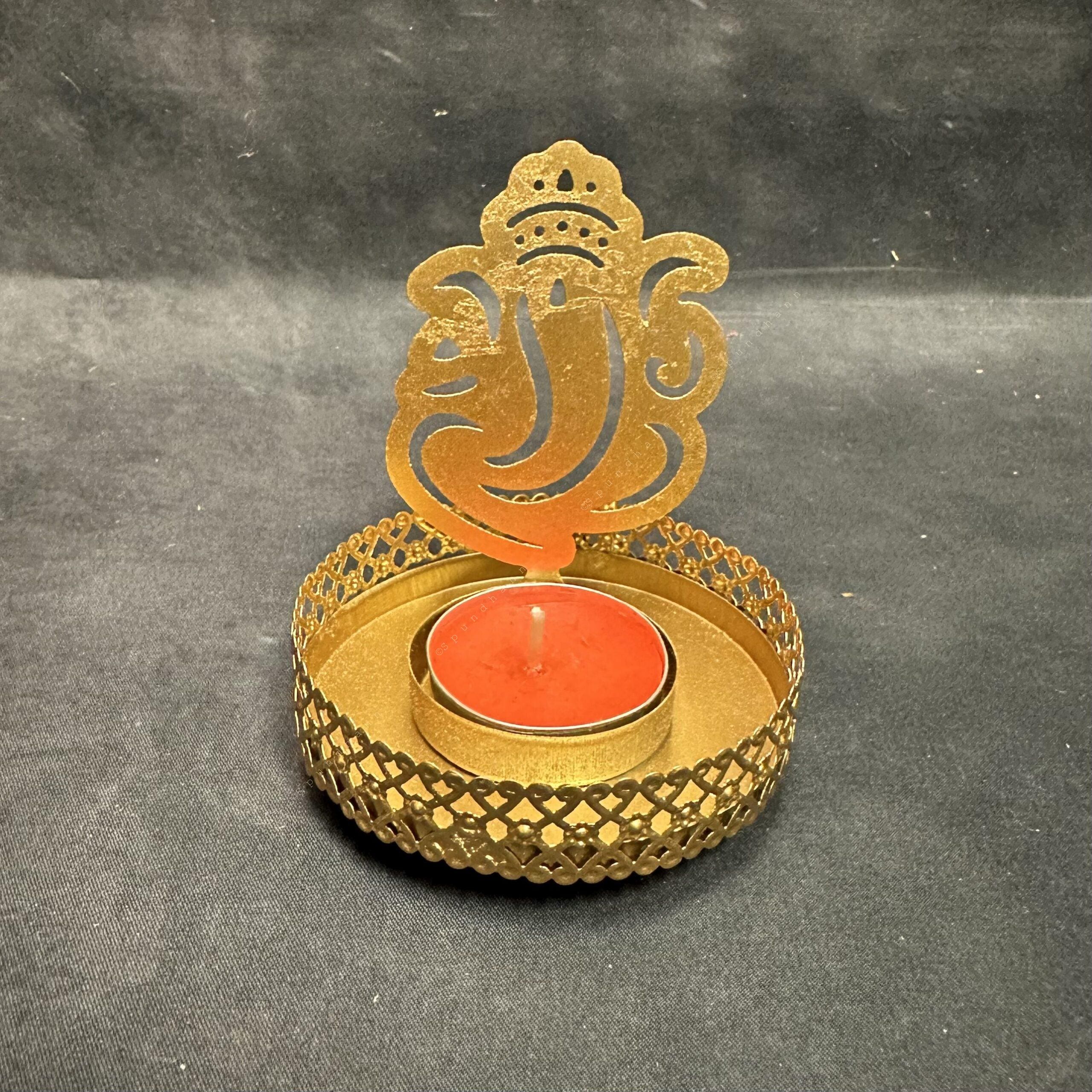 Shadow Tea Light Candle Holders Art Ganesha