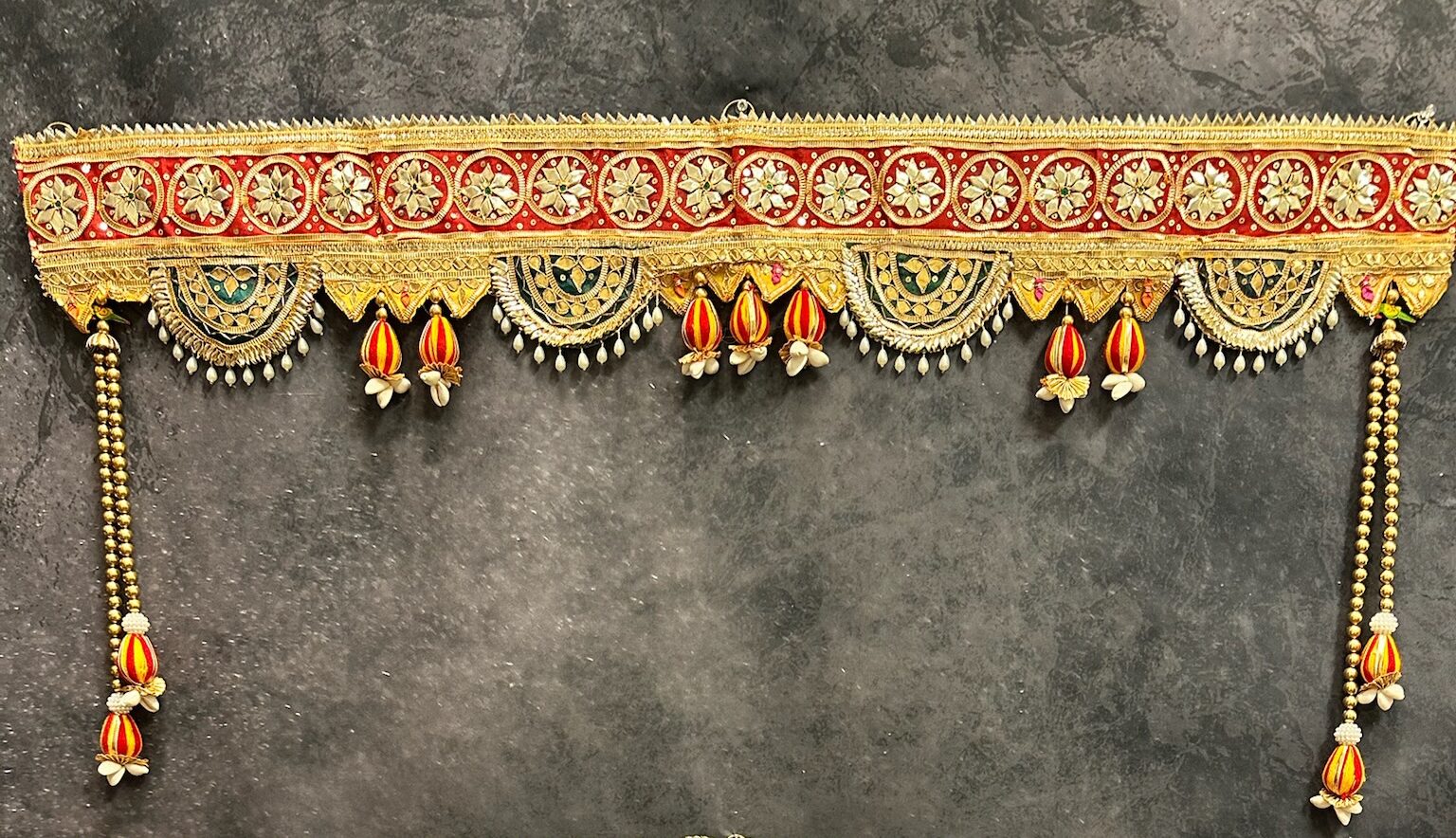 Traditional Toran With Gold Beads, Gota And Shells