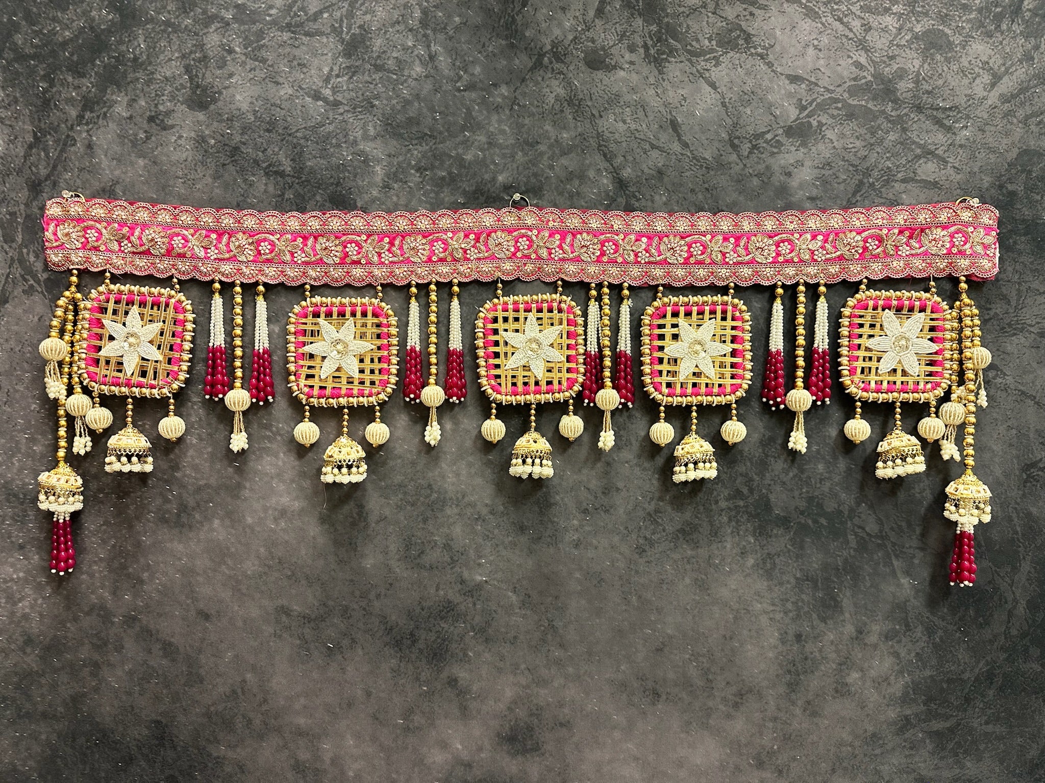 Pink Toran With Bangle, Gota Weave And Jhumki