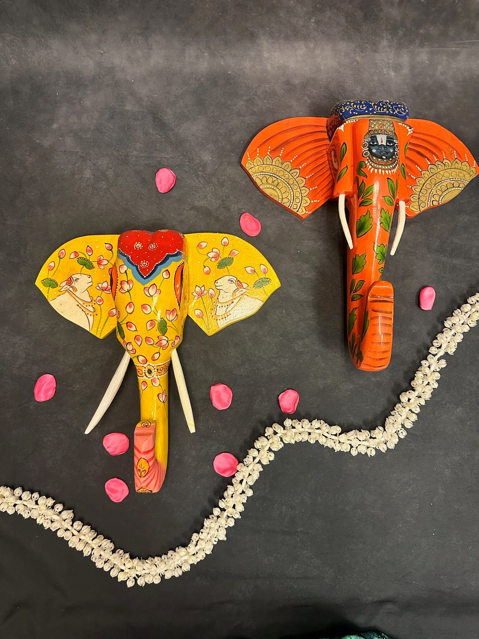 Traditional Wooden Elephant Head Wall Hanging