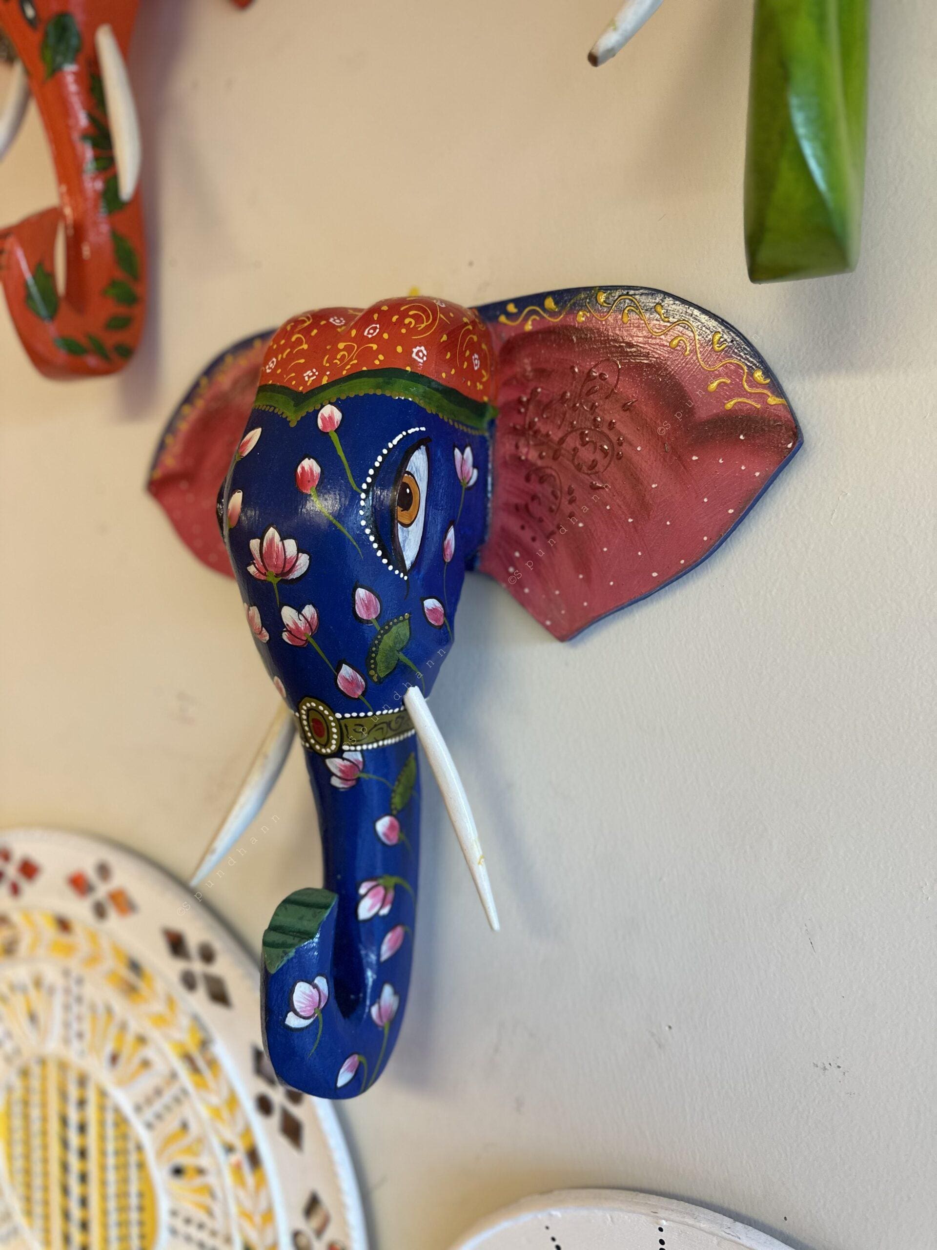Traditional Wooden Elephant Head Wall Hanging