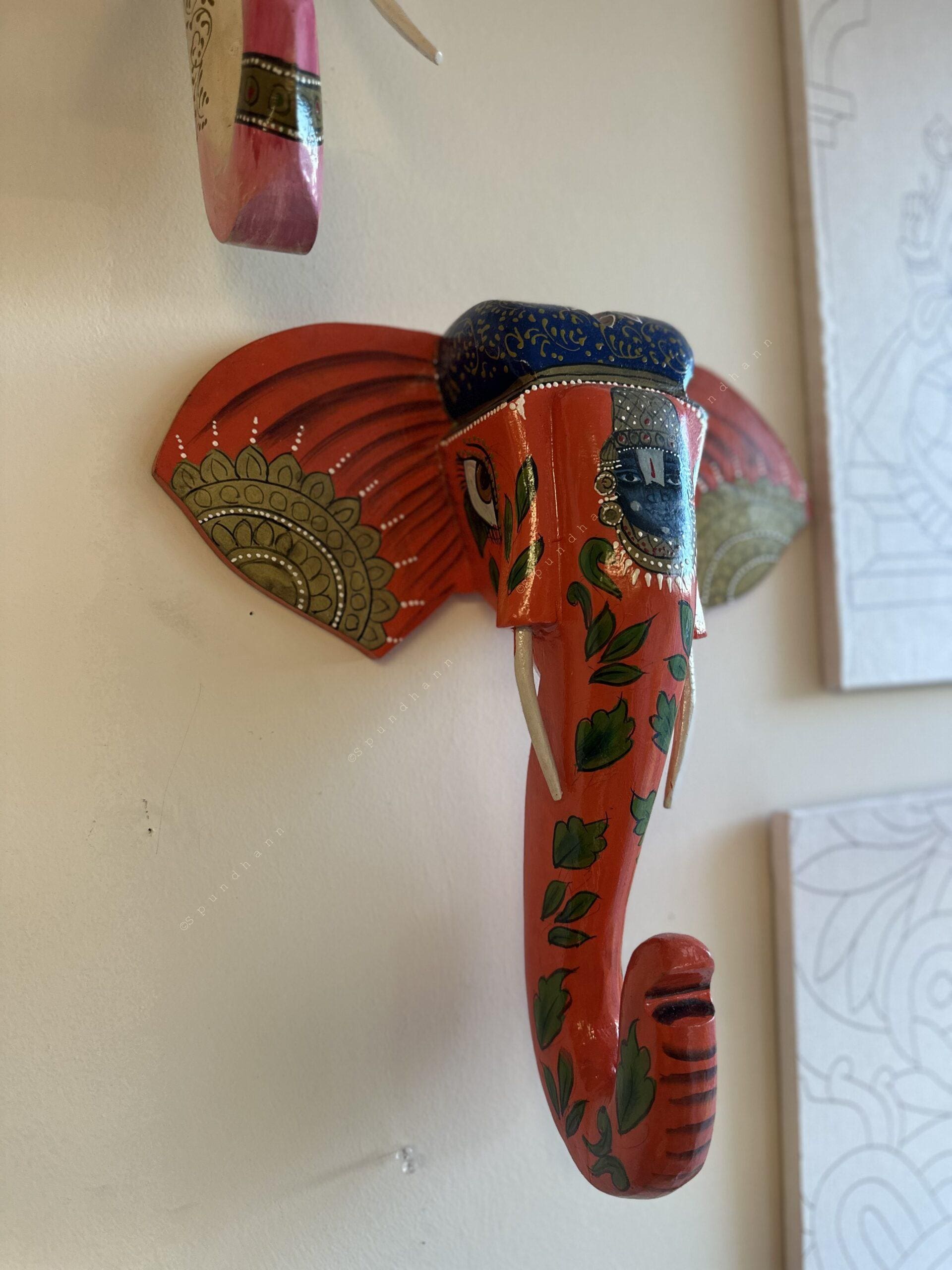 Traditional Wooden Elephant Head Wall Hanging
