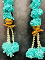 Marigold String With Pearl and Gota Bead Tassel Pack of 4