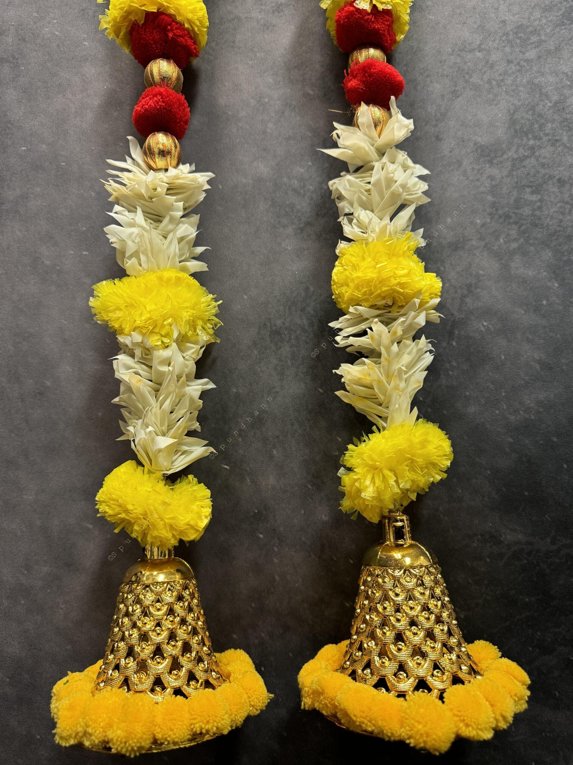 Marigold and Chameli String With Bell Pair