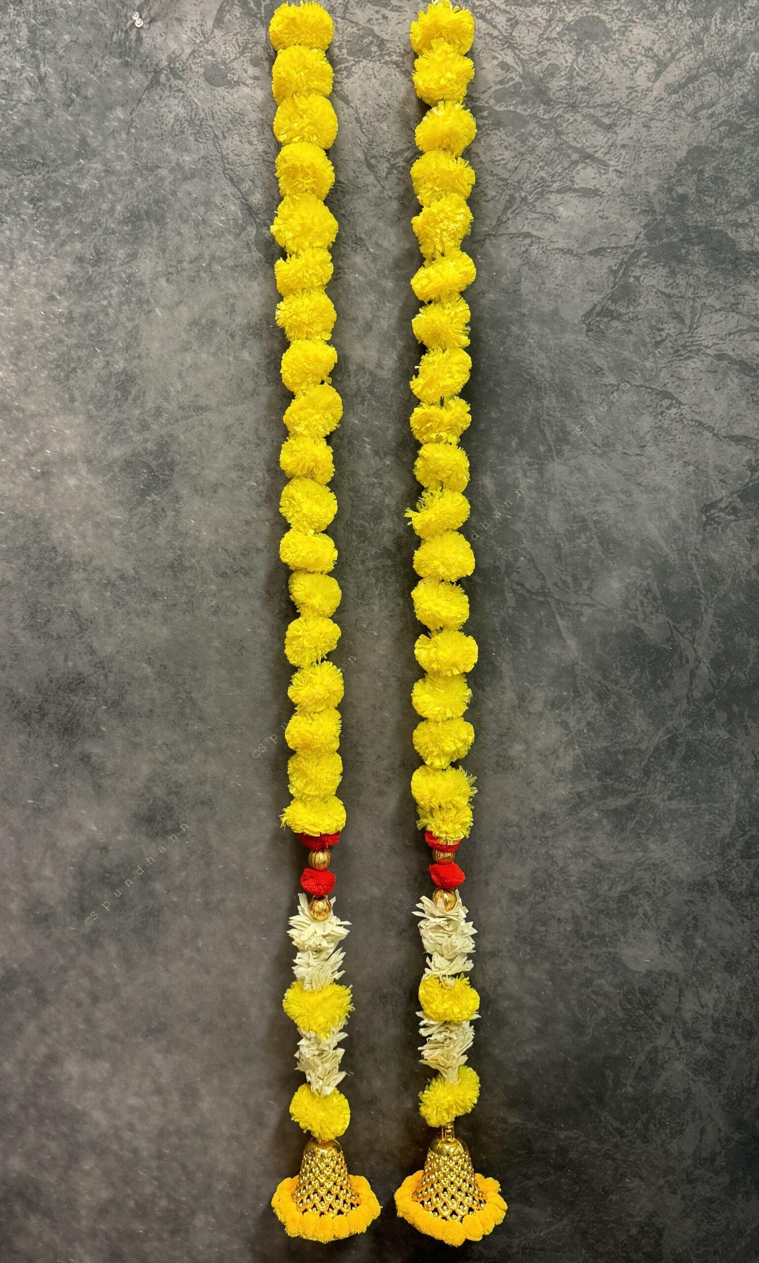 Marigold and Chameli String With Bell Pair