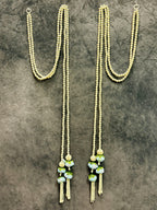 Pearl string with Light Blue Rose Bud Pair