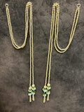 Pearl string with Light Blue Rose Bud Pair