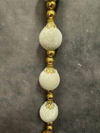 Bead Strings and Gold Pearl String with Gold Tassel Pair