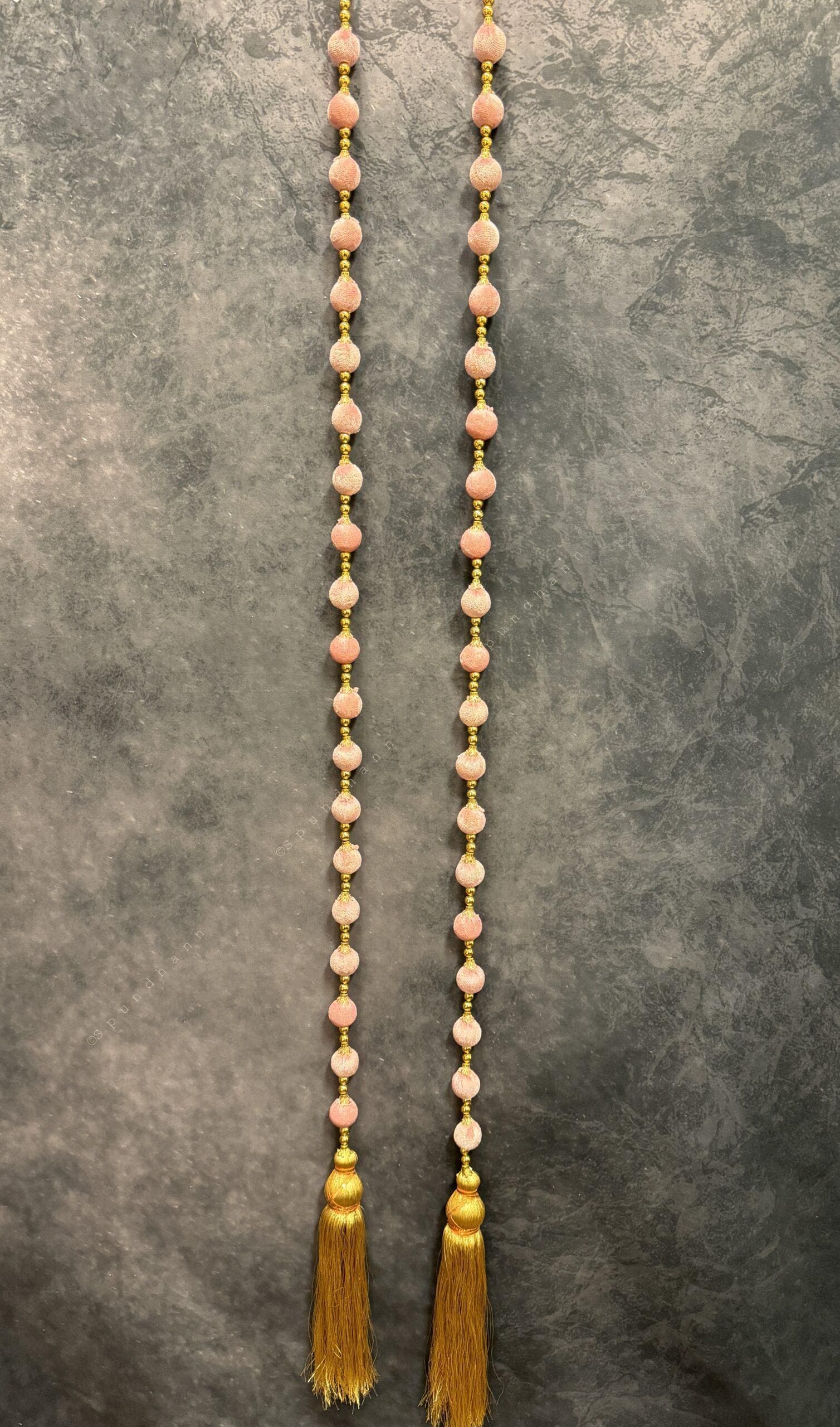 Bead Strings and Gold Pearl String with Gold Tassel Pair