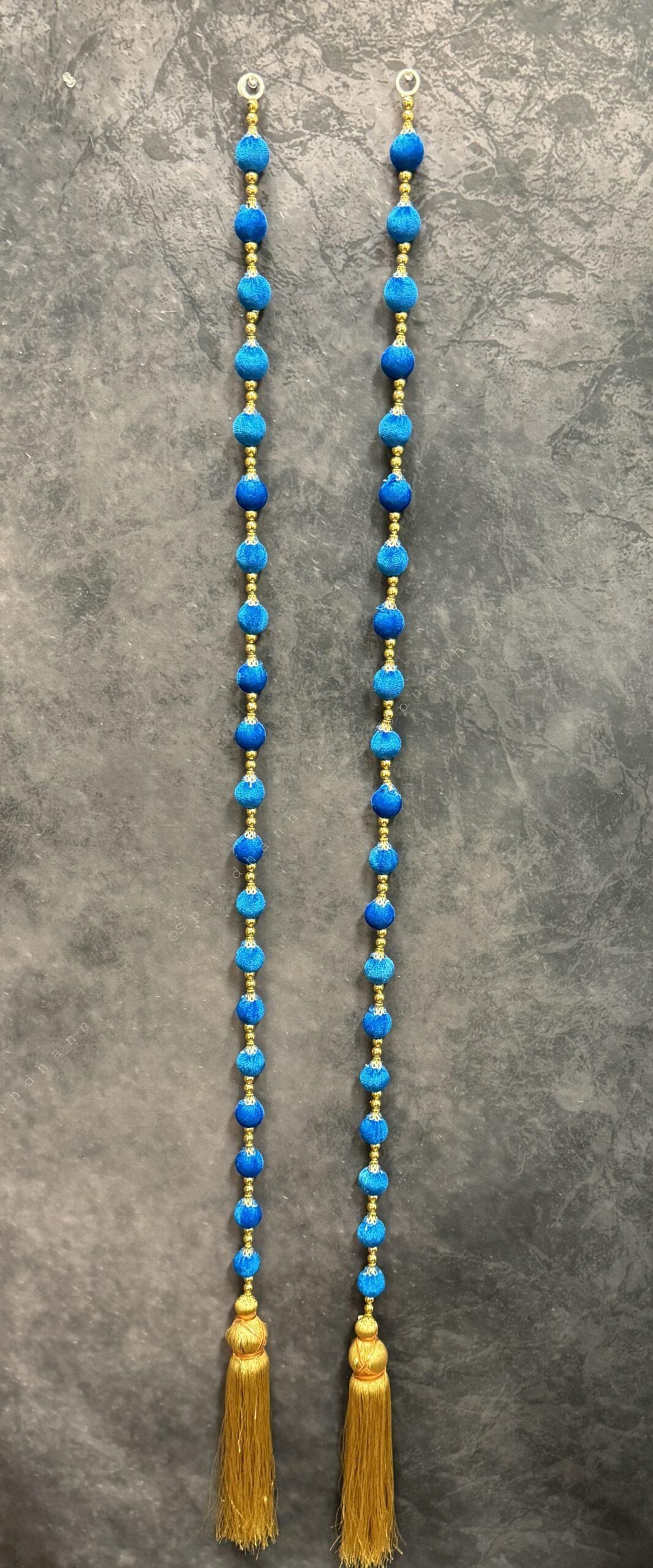 Bead Strings and Gold Pearl String with Gold Tassel Pair