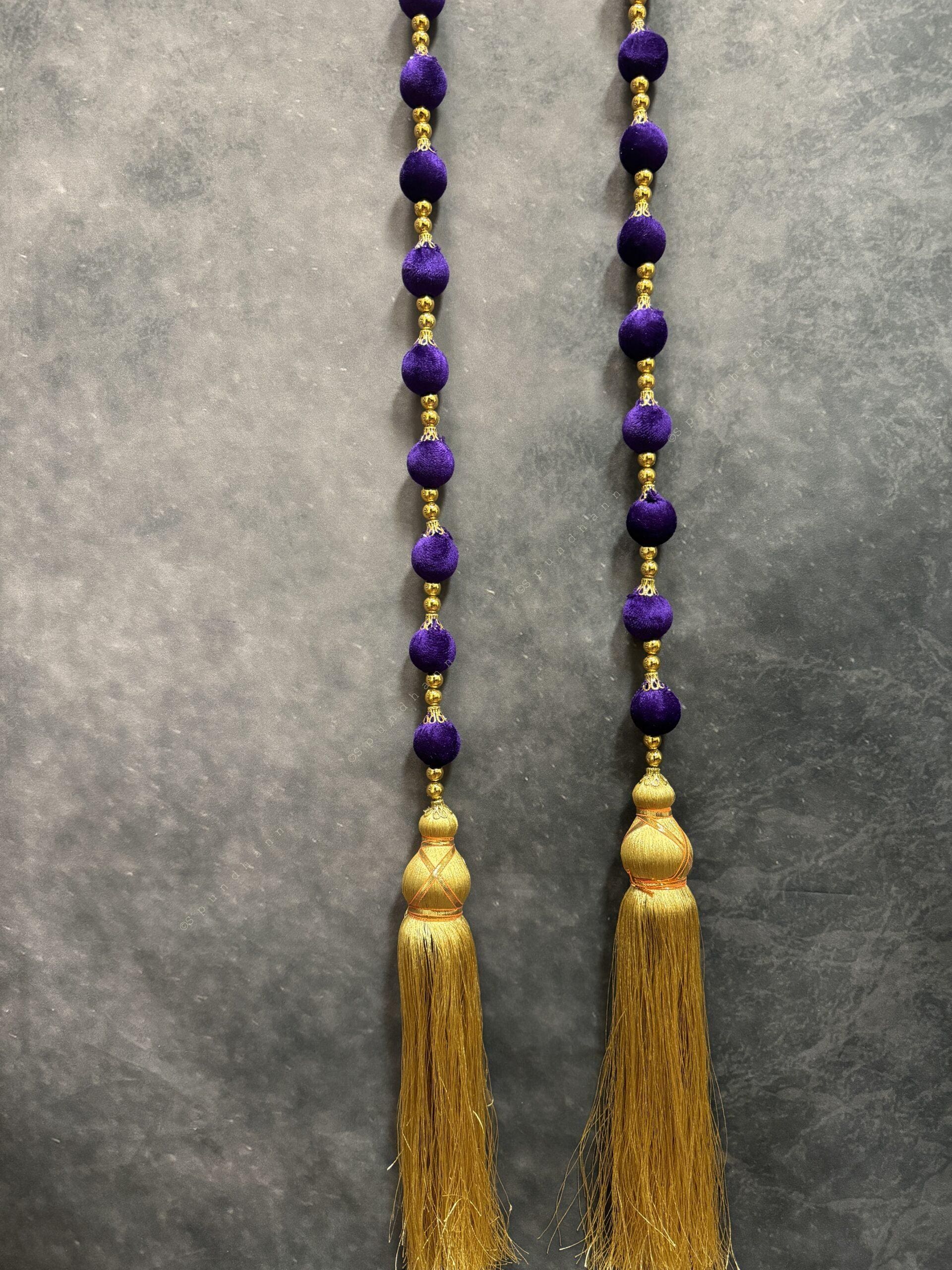 Bead Strings and Gold Pearl String with Gold Tassel Pair