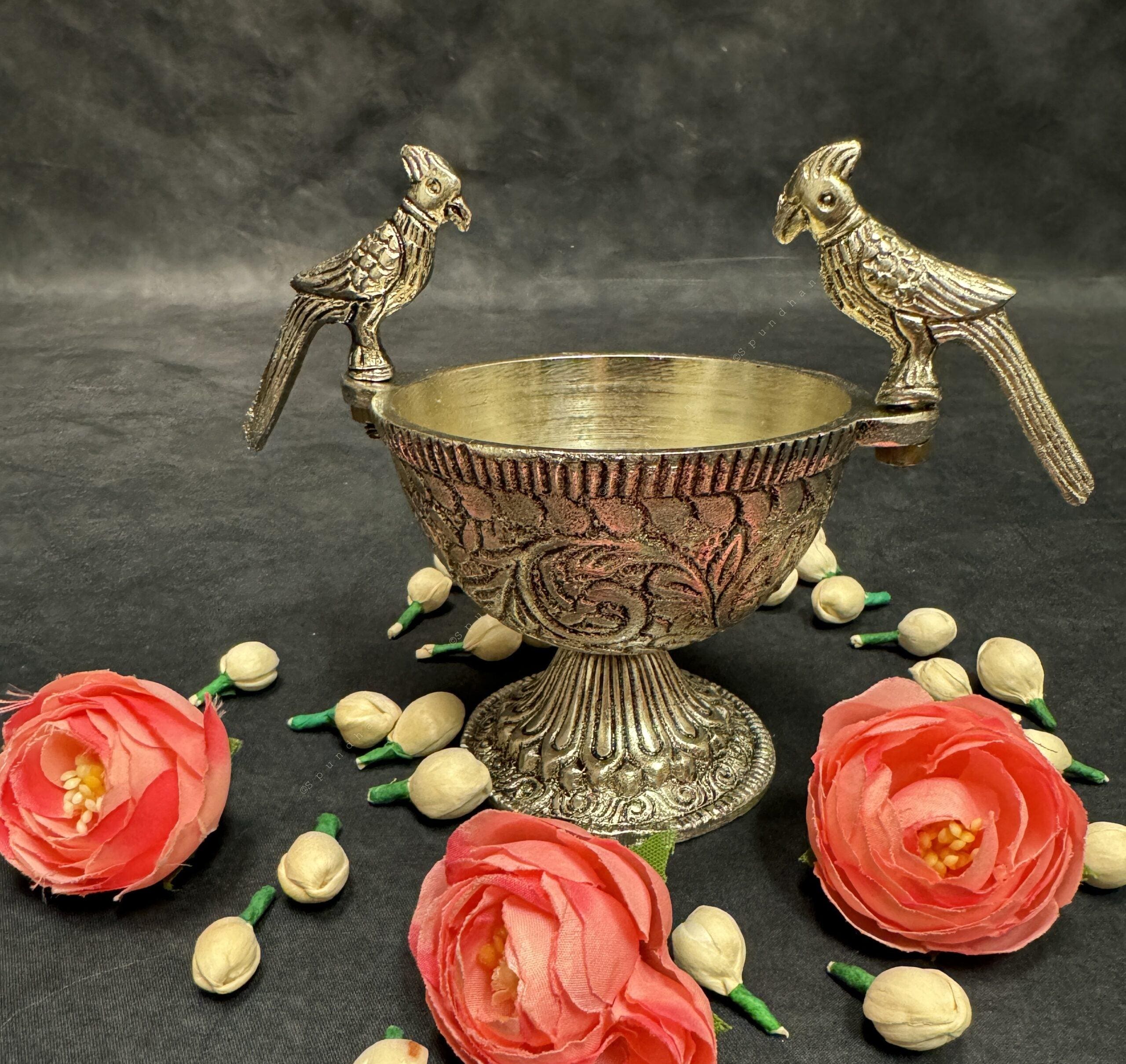 Antique Finish Parrot Bowl